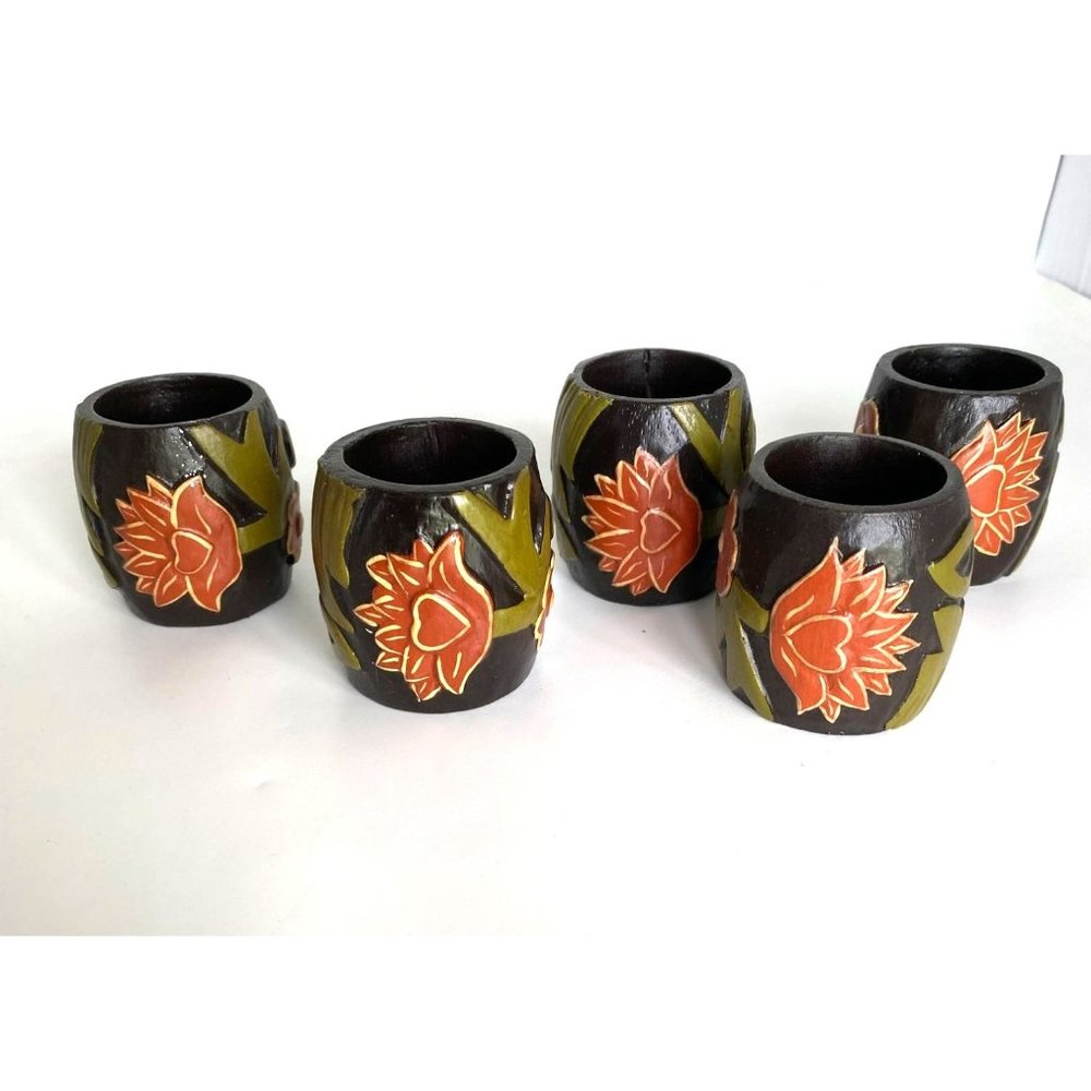 Napkin Holders Set of 5 Floral Design Resin